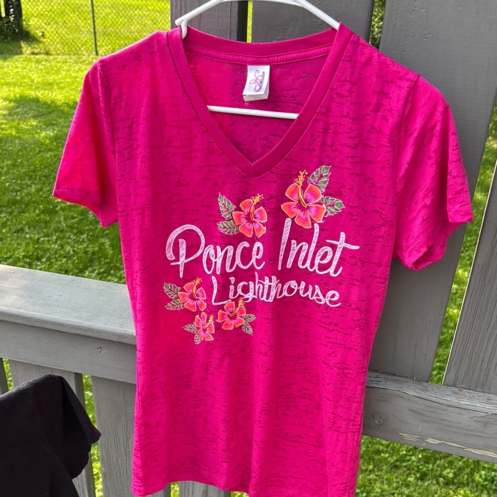 Fitted Pink floral Short Sleeve T-Shirt Florida